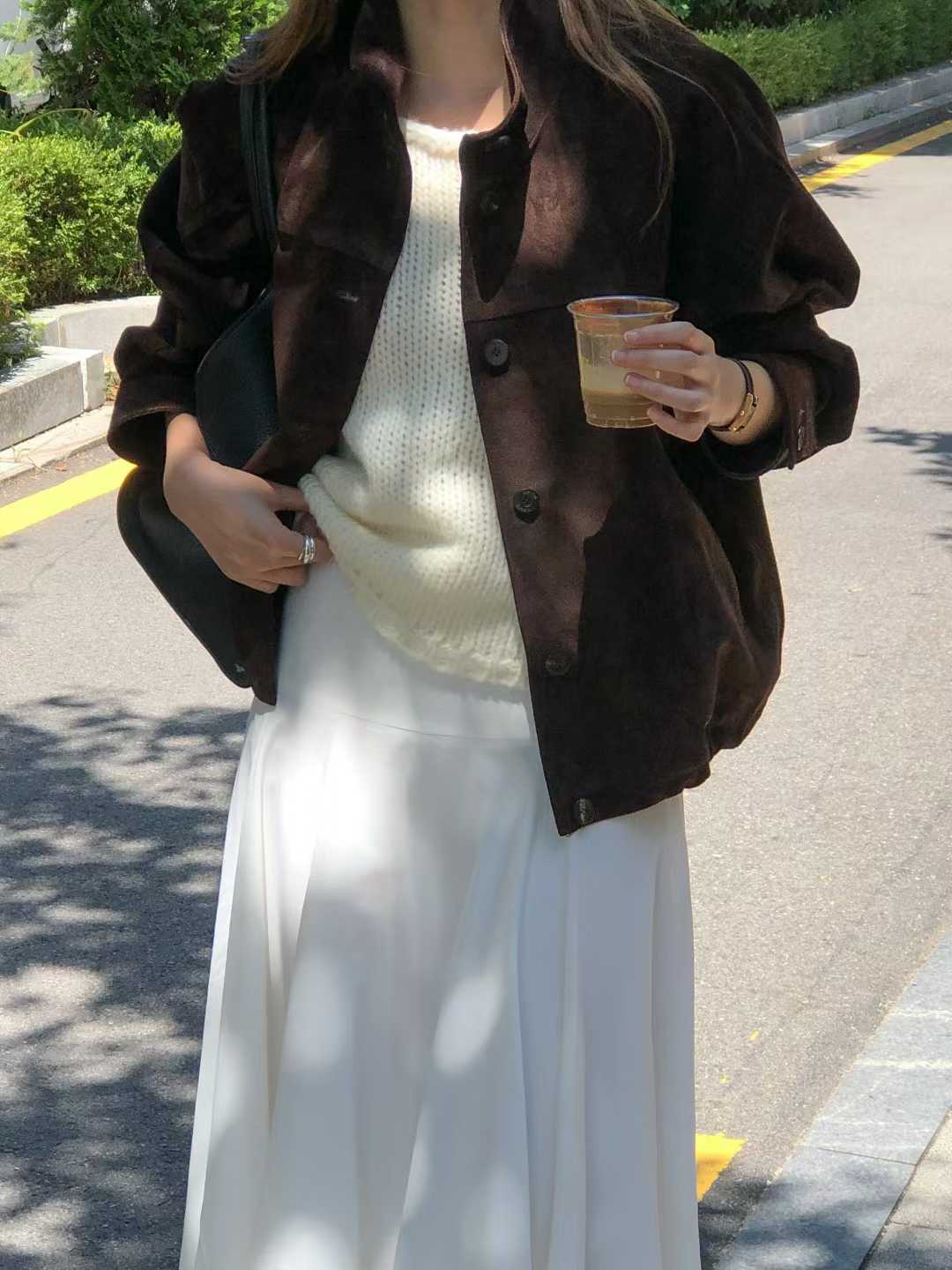B31.大V家復古女孩麂皮外套