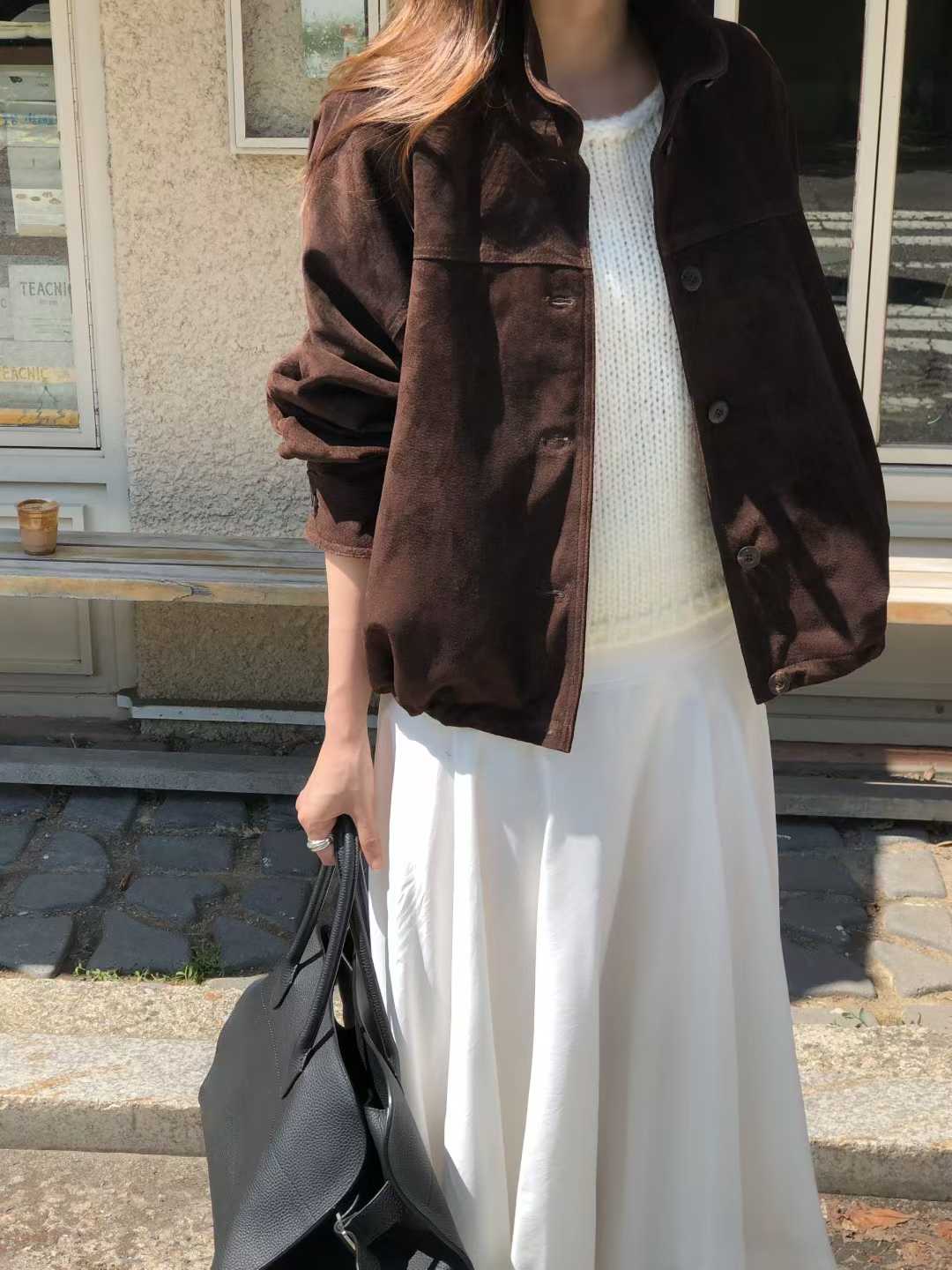B31.大V家復古女孩麂皮外套