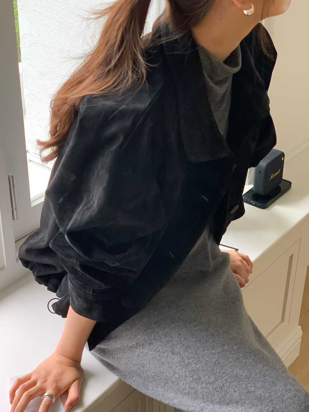 B31.大V家復古女孩麂皮外套