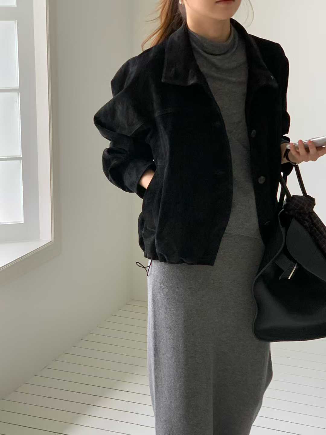 B31.大V家復古女孩麂皮外套