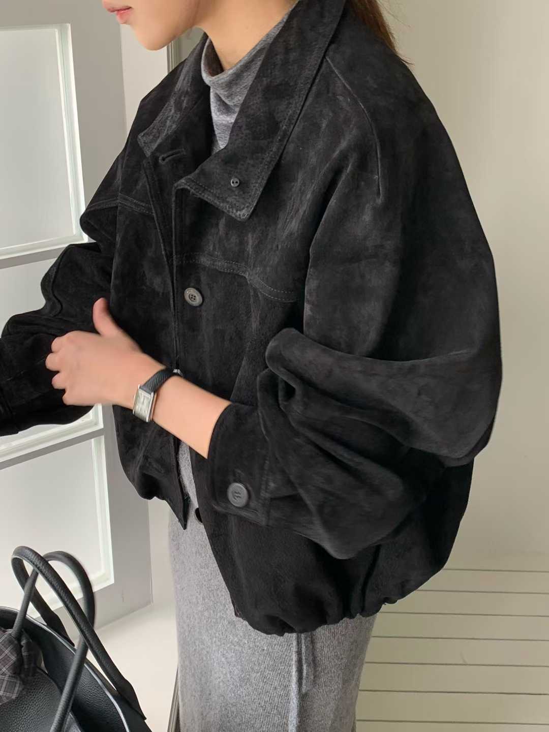 B31.大V家復古女孩麂皮外套