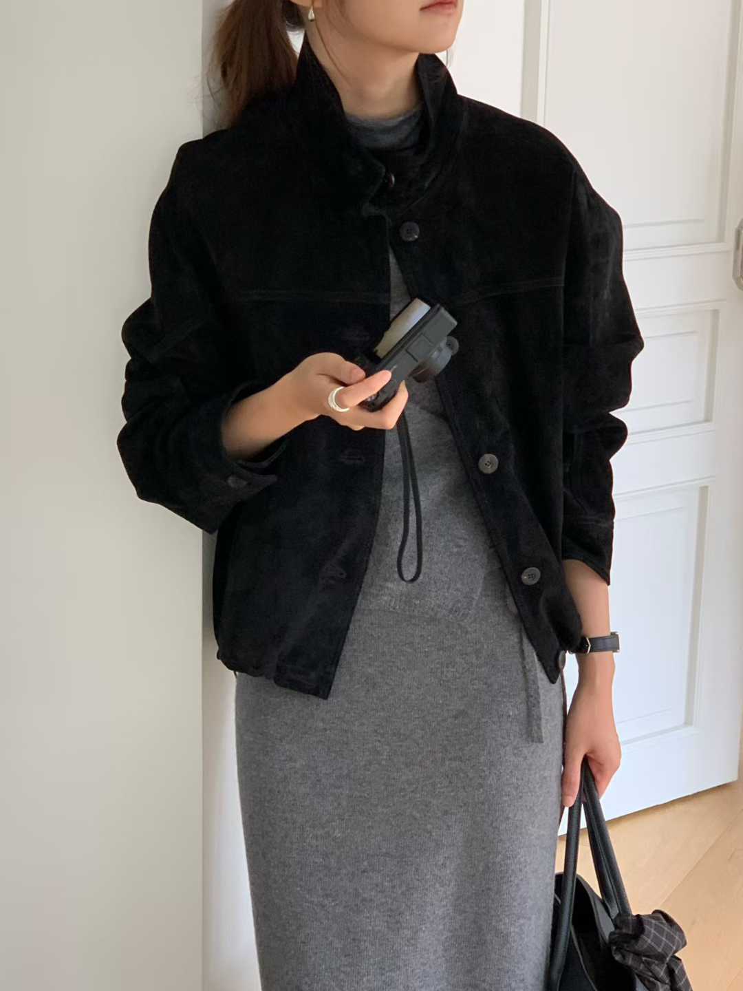 B31.大V家復古女孩麂皮外套