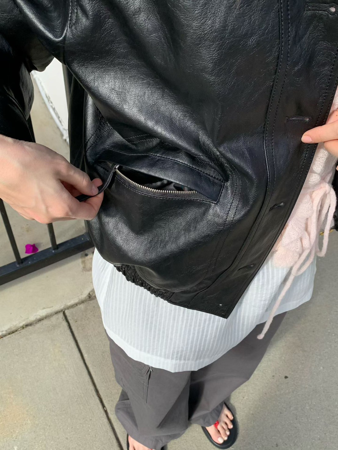 B72.敲碗許願春日PU皮衣外套