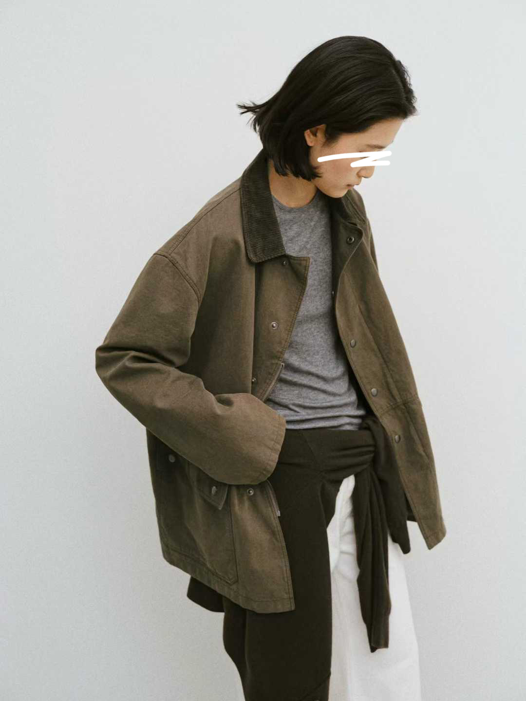 纖瘦家燈芯絨領休閒工裝外套