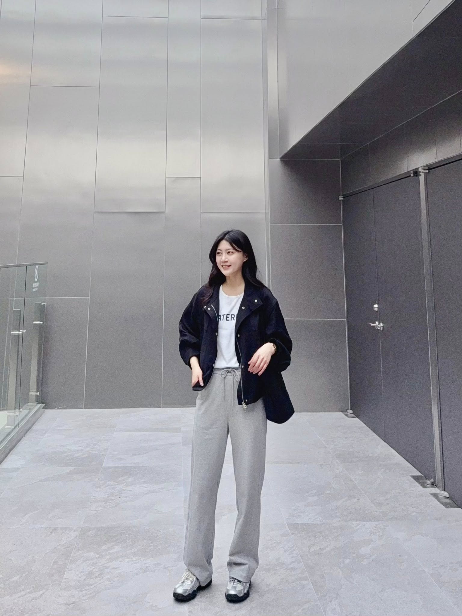 B12.亞麻混紡立領落肩外套
