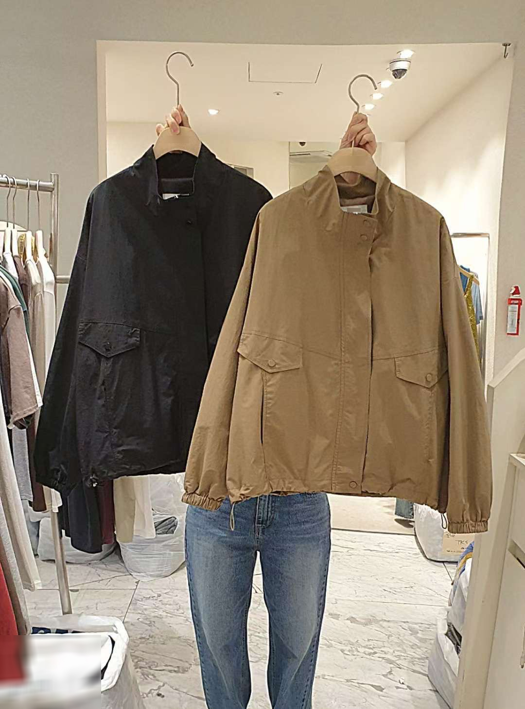 A65.小臉歐膩斜線剪裁防風外套