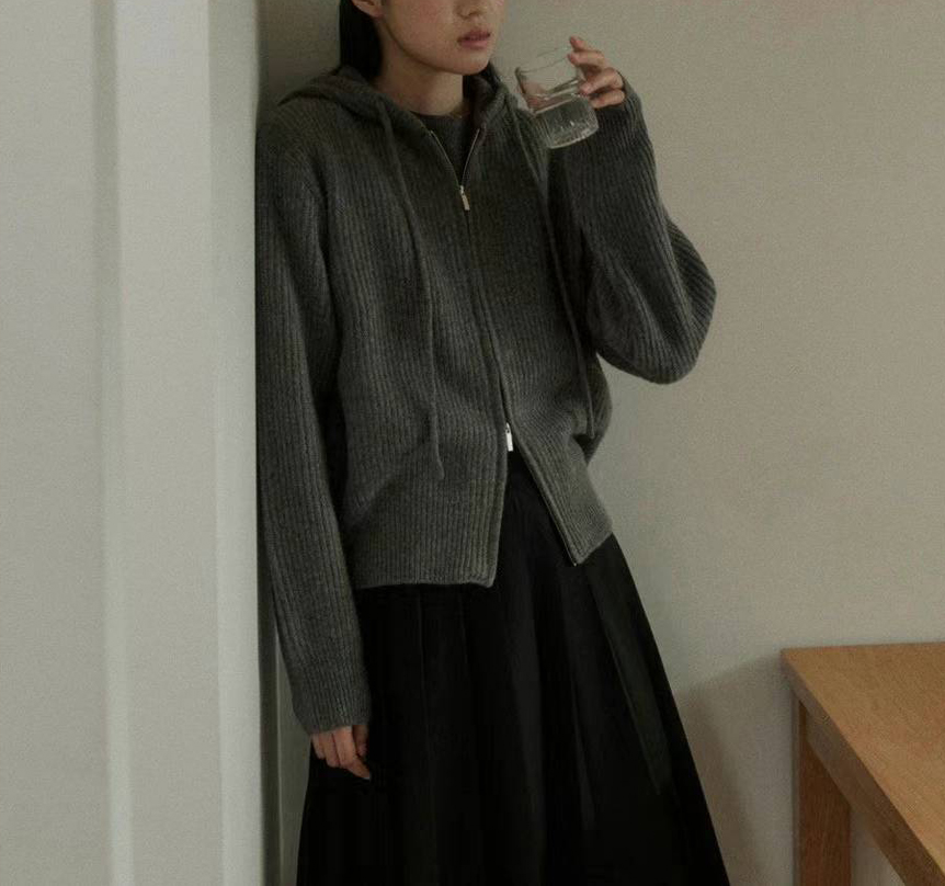 A48.瘦瘦歐膩休閒連帽毛衣外套