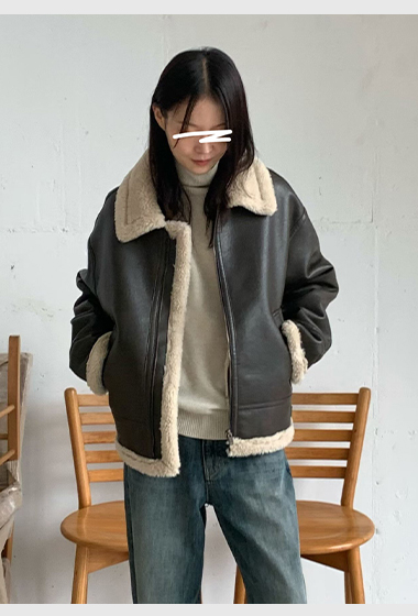 B77.纖瘦家QQ翻毛皮衣拉鍊外套