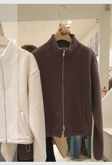 B120.小臉歐膩簡約立領拉鍊外套