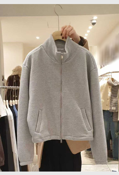 B120.小臉歐膩簡約立領拉鍊外套