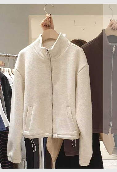 B120.小臉歐膩簡約立領拉鍊外套