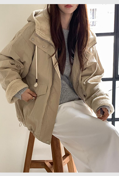 A43.日常內裡毛毛連帽風衣外套