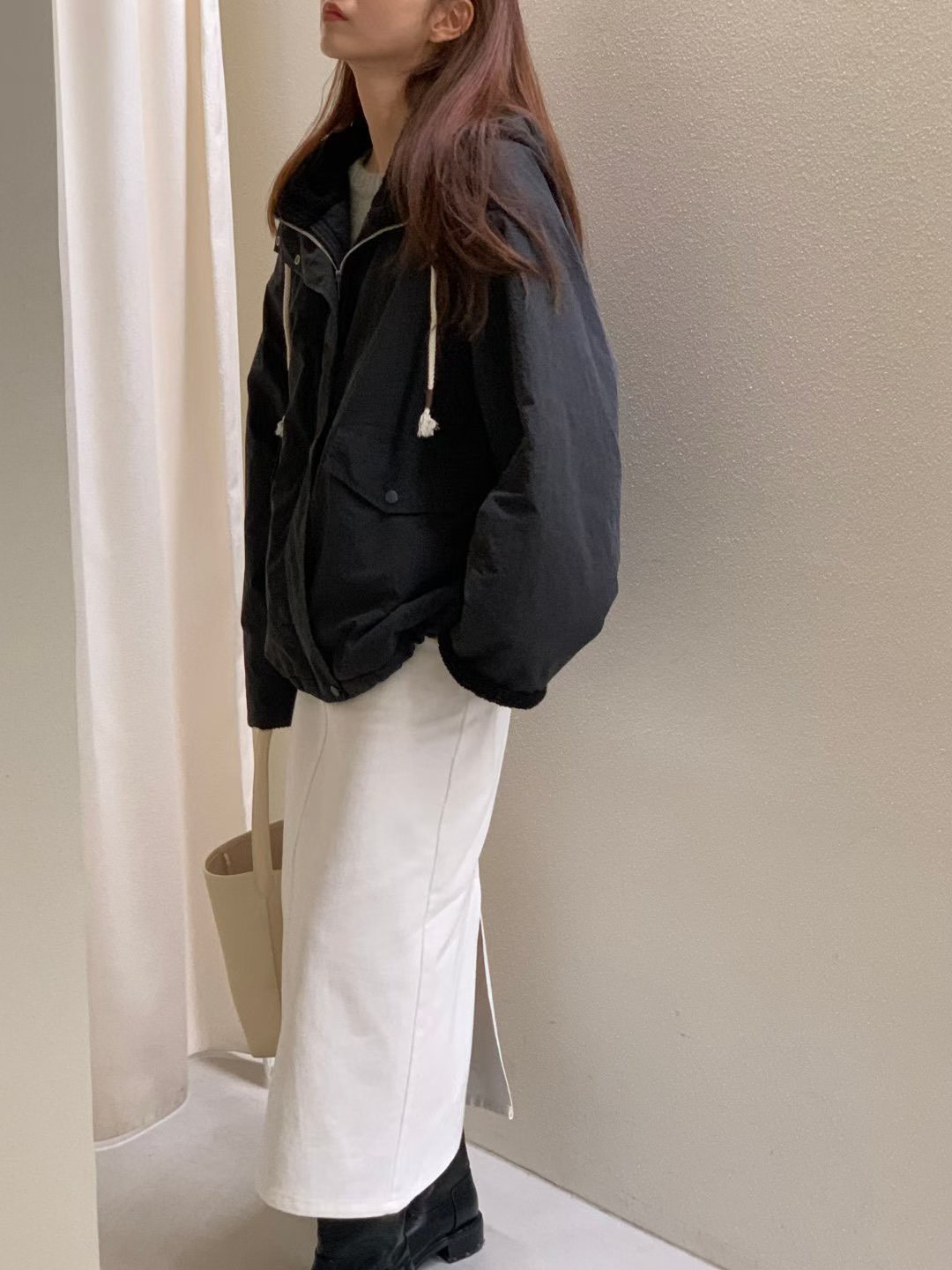 A43.日常內裡毛毛連帽風衣外套