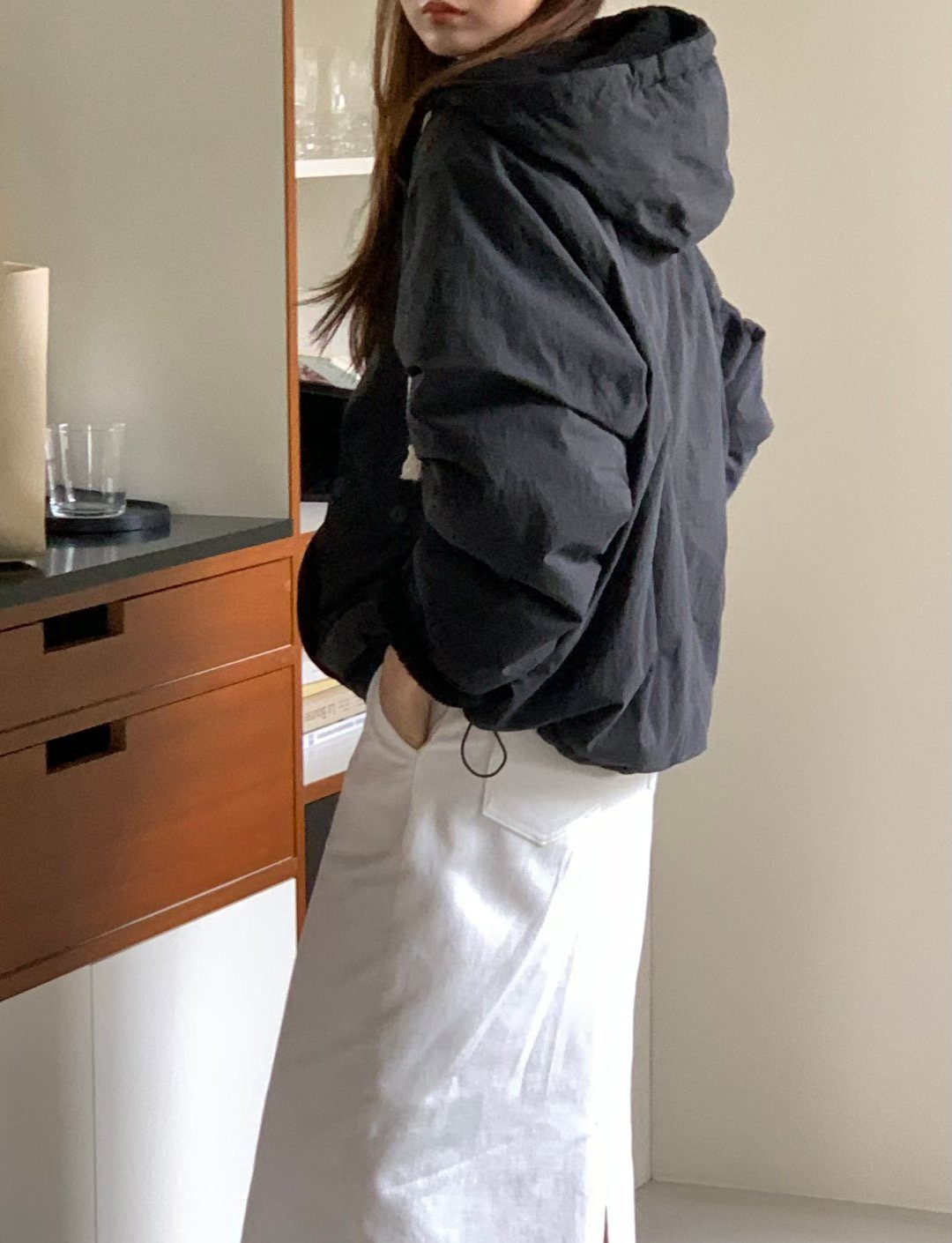 A43.日常內裡毛毛連帽風衣外套