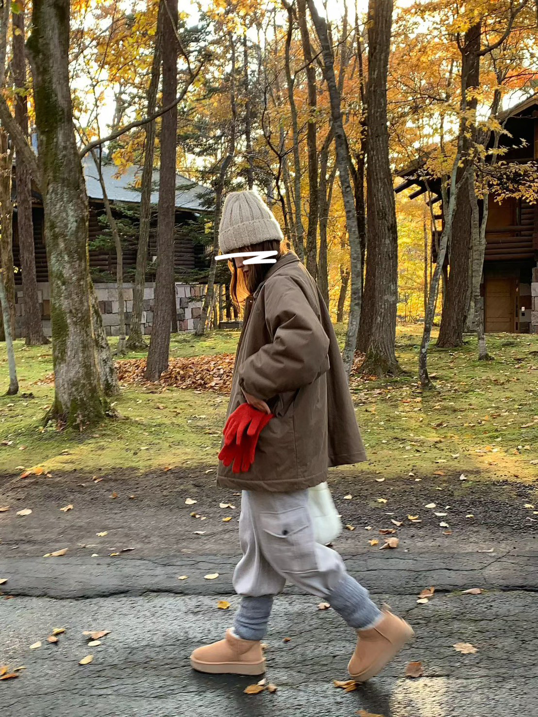 A74.日系女孩QQ毛領鋪棉外套