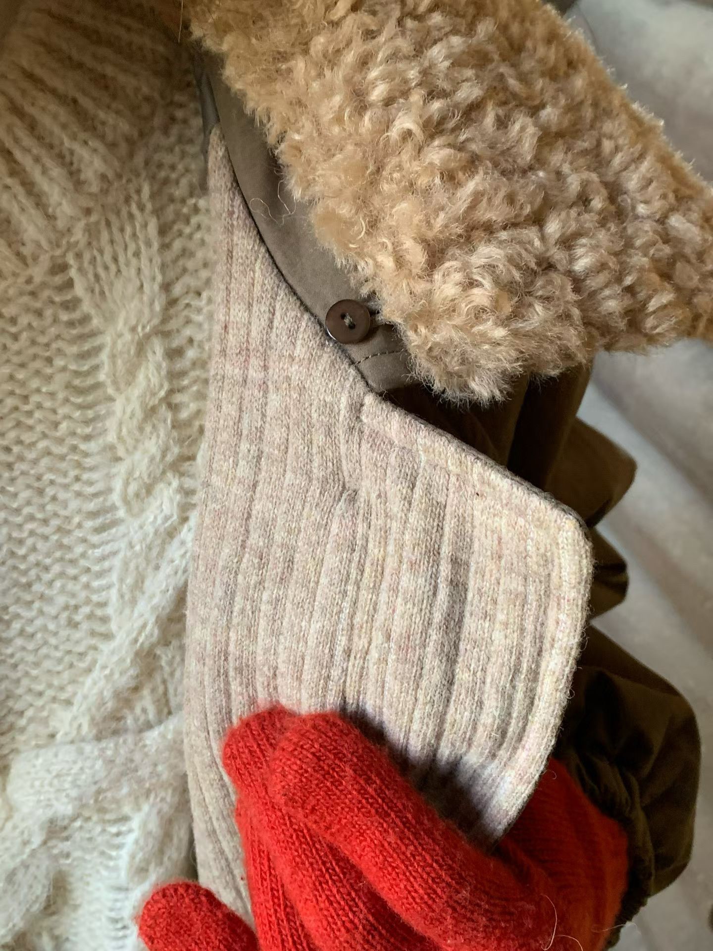 A74.日系女孩QQ毛領鋪棉外套