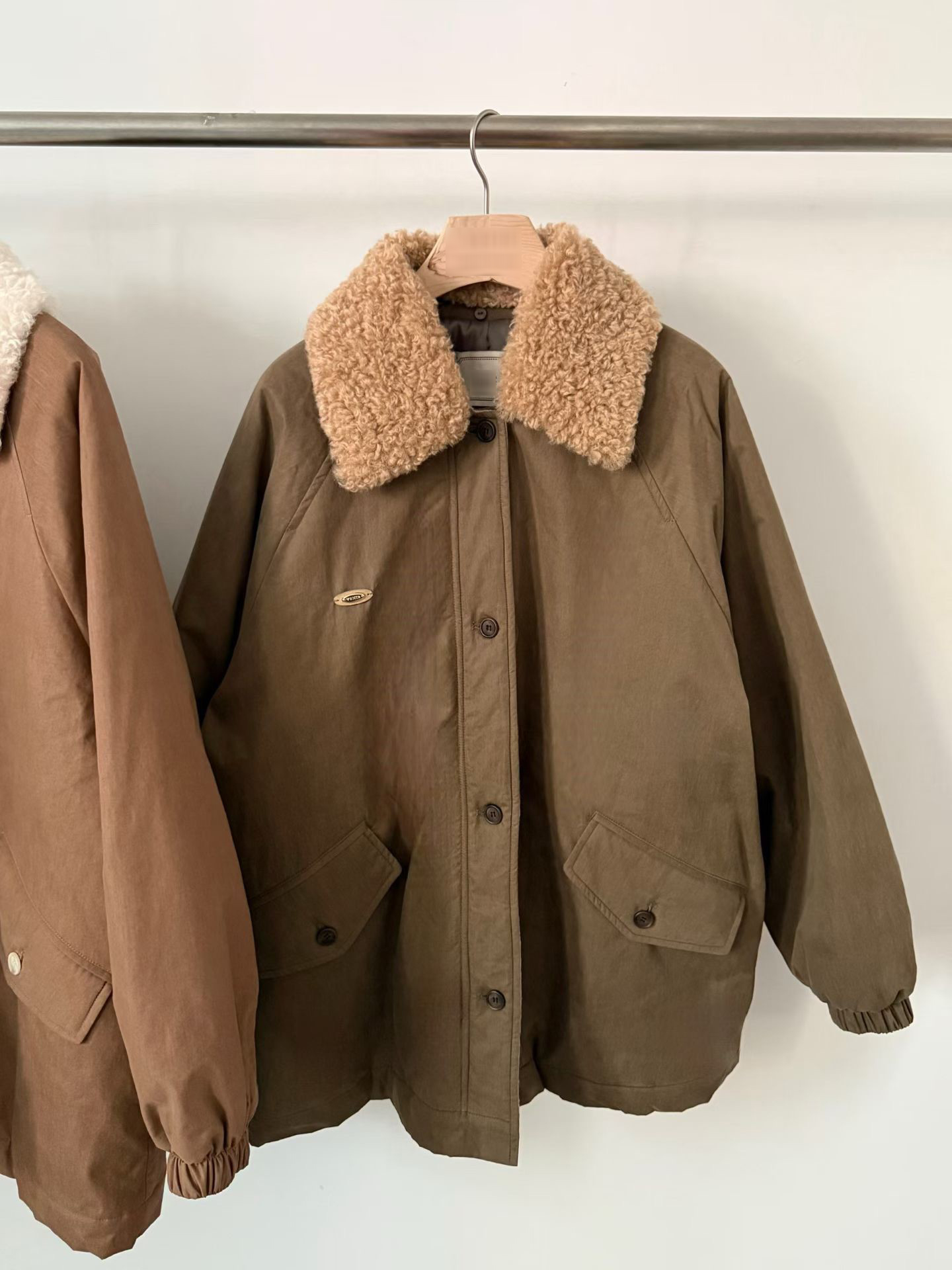 A74.日系女孩QQ毛領鋪棉外套