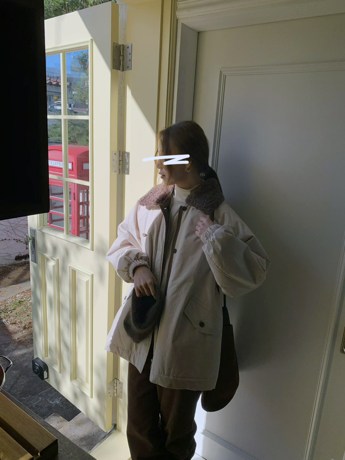 A74.日系女孩QQ毛領鋪棉外套