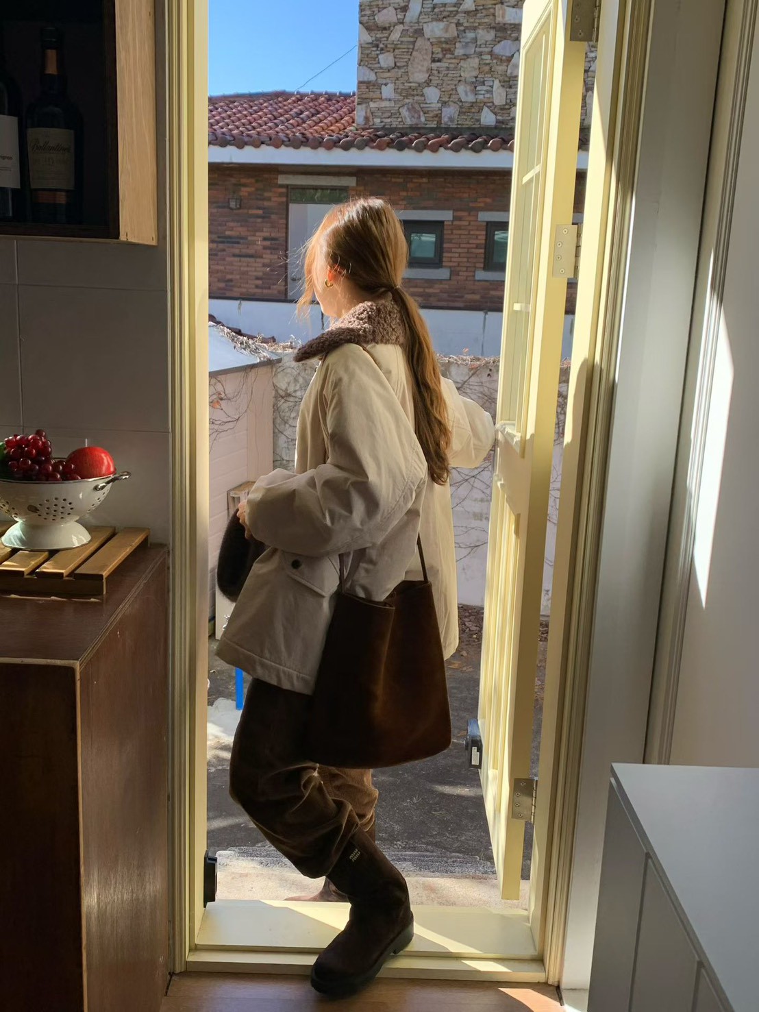 A74.日系女孩QQ毛領鋪棉外套