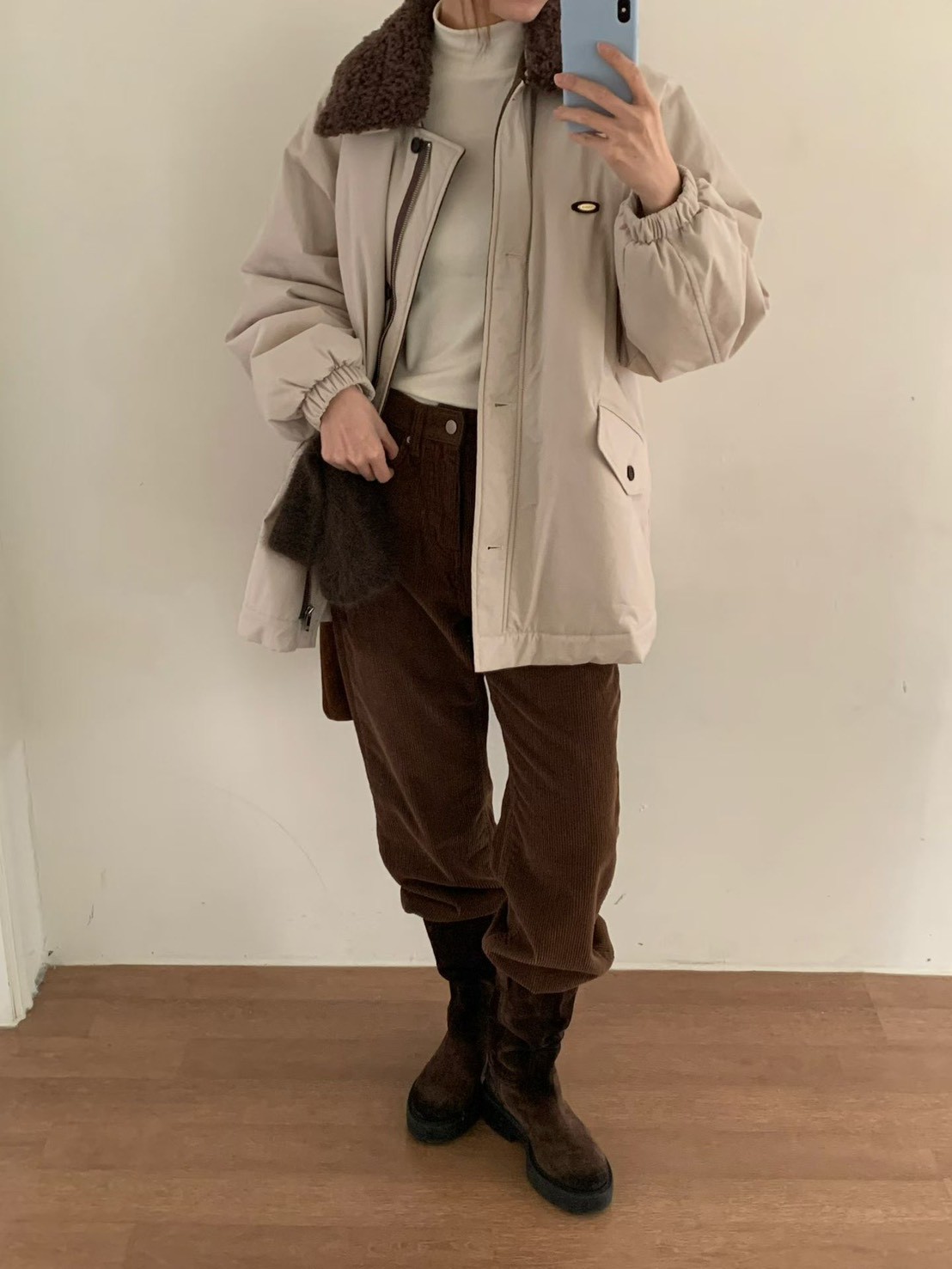 A74.日系女孩QQ毛領鋪棉外套