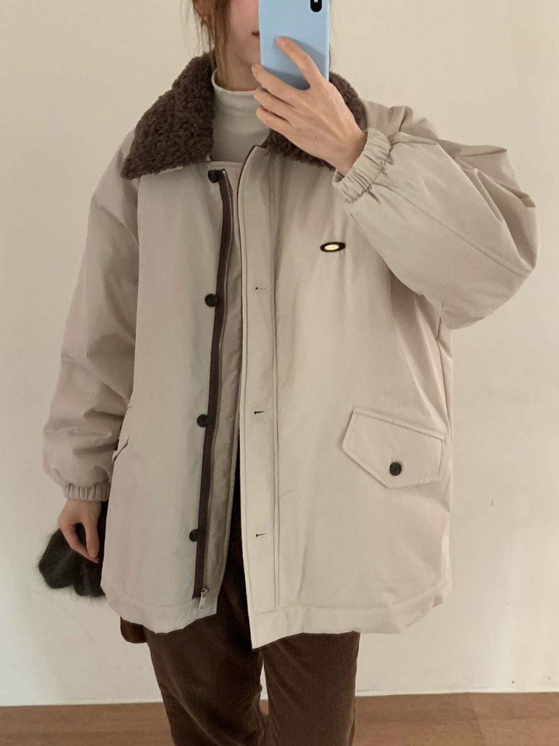 A74.日系女孩QQ毛領鋪棉外套