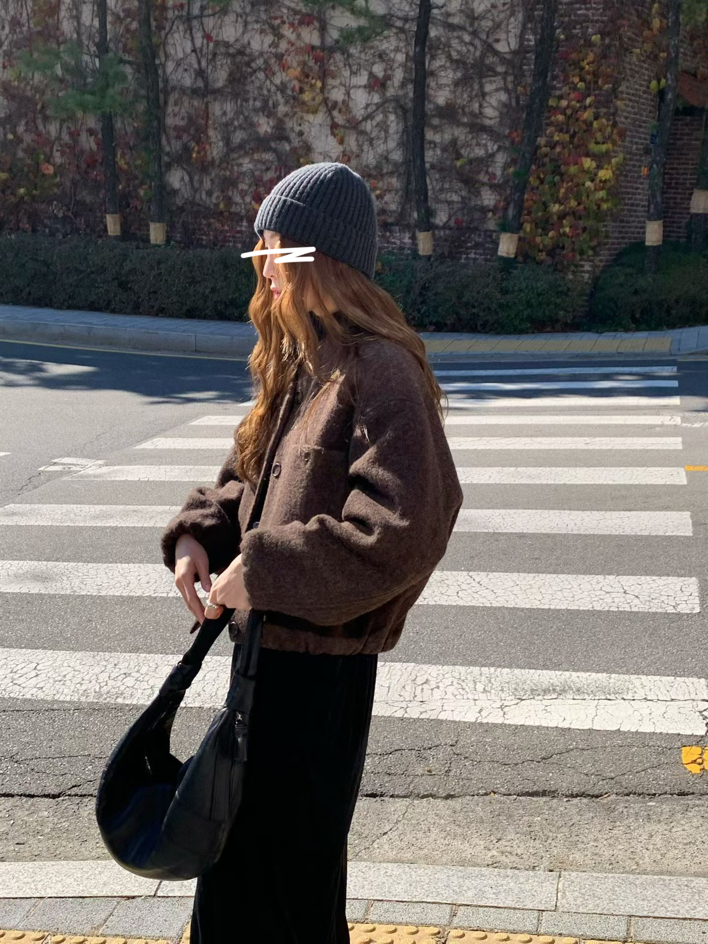 A79.氣質休閒感羊駝毛剪接外套