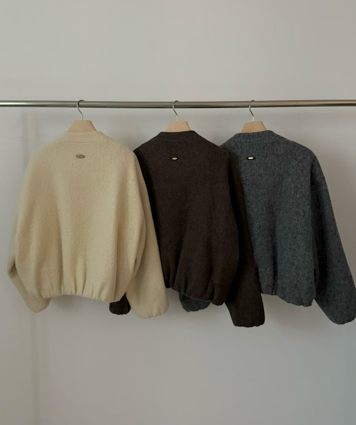 A79.氣質休閒感羊駝毛剪接外套