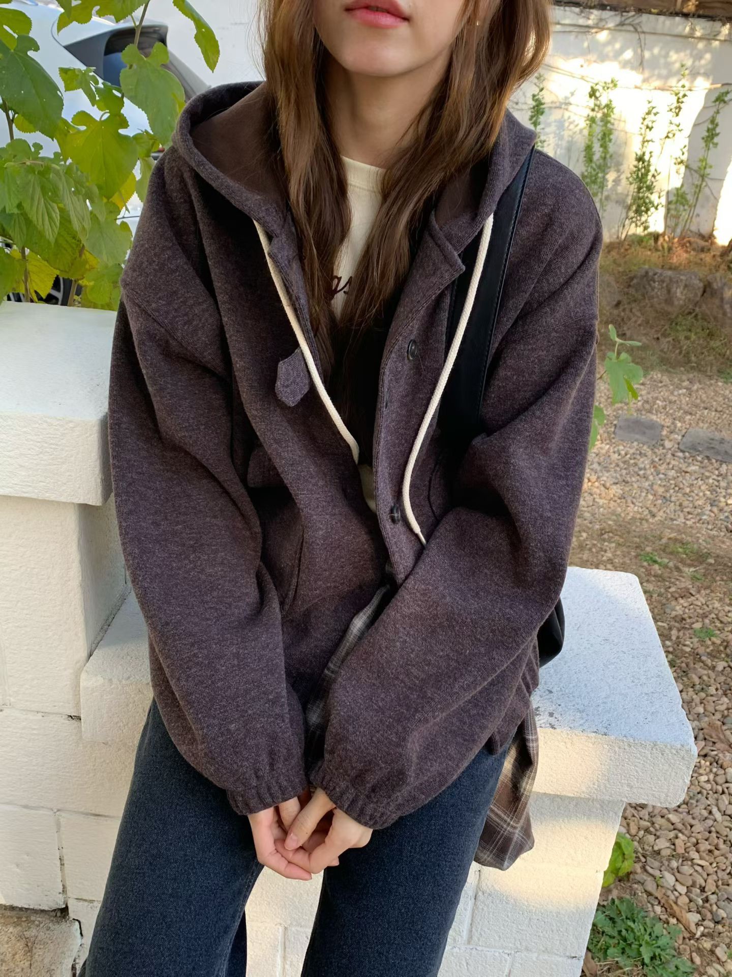 A75.輕鬆可愛連帽拉繩外套