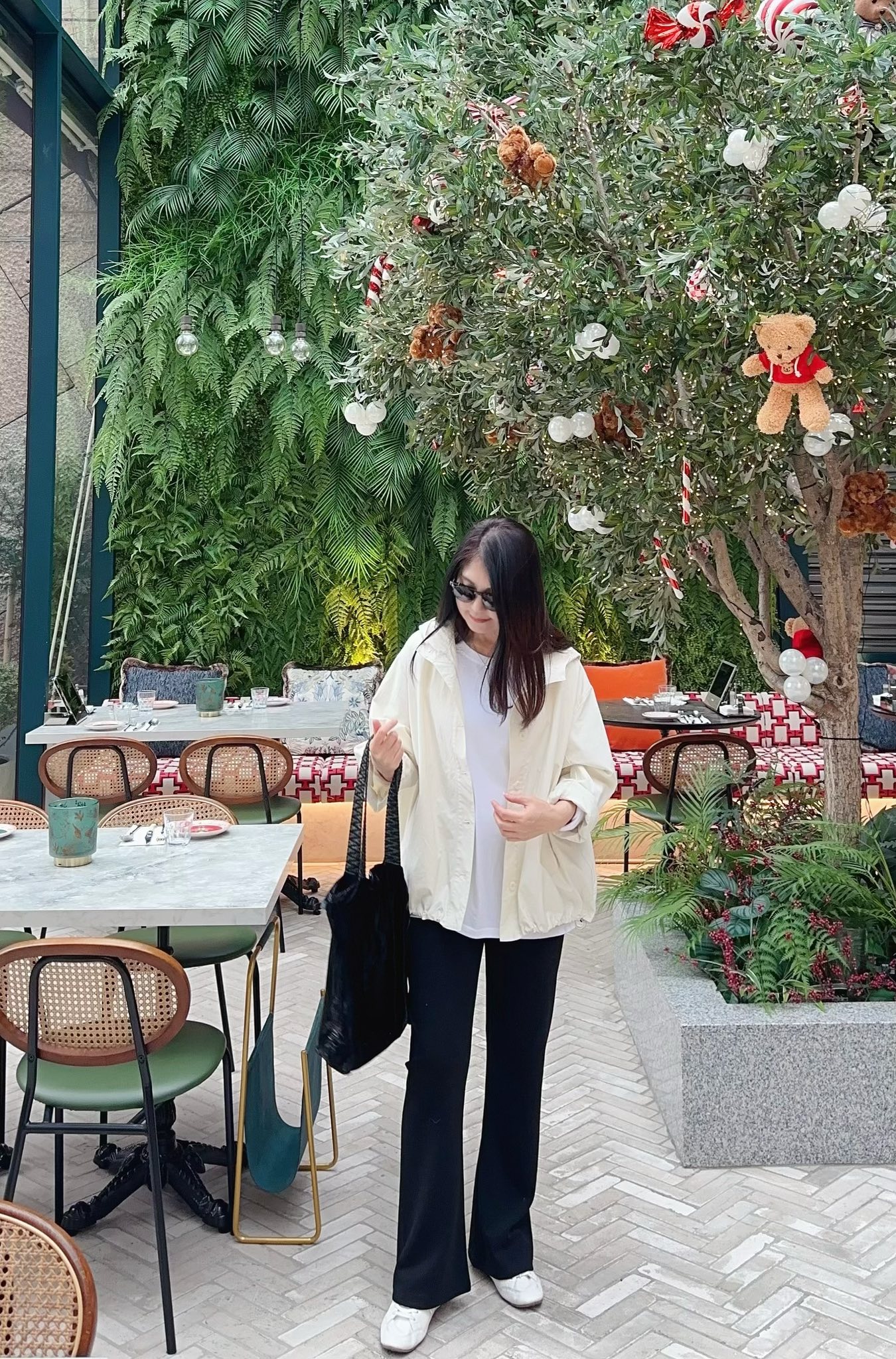 B80.春日奶油連帽排扣薄外套