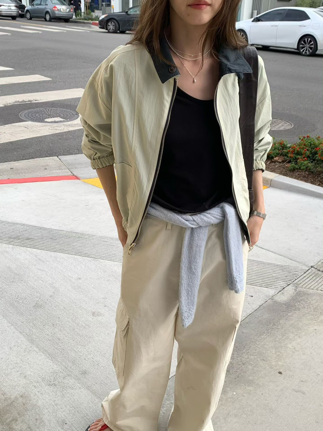 B71.雙面穿馬卡龍夾心拉鍊外套