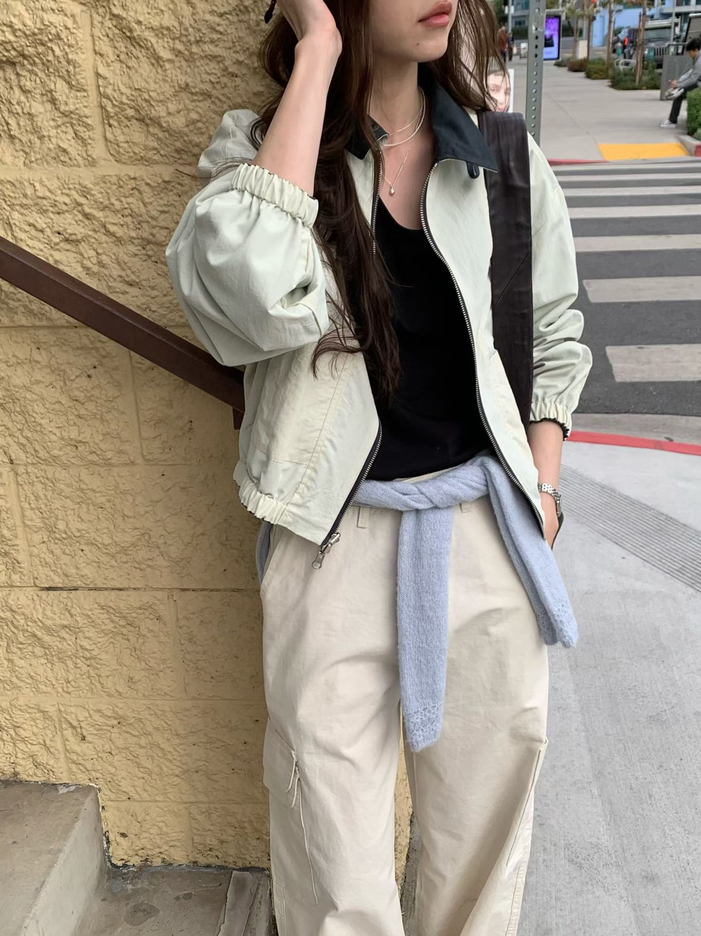 B71.雙面穿馬卡龍夾心拉鍊外套