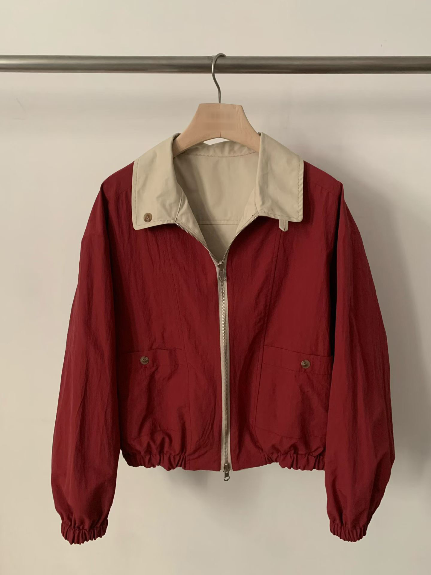 B71.雙面穿馬卡龍夾心拉鍊外套