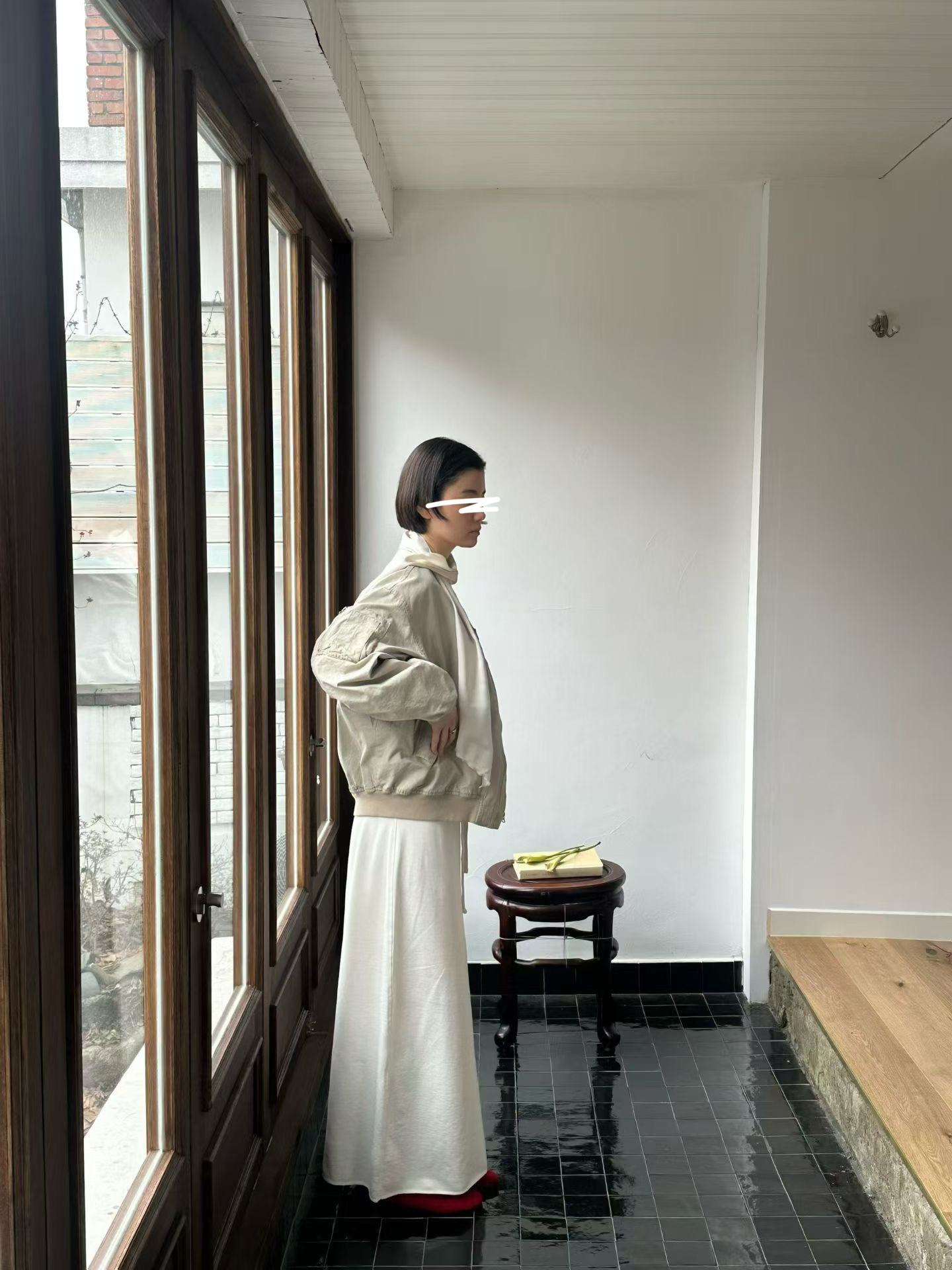 A42.JP家袖管抽皺棒球外套