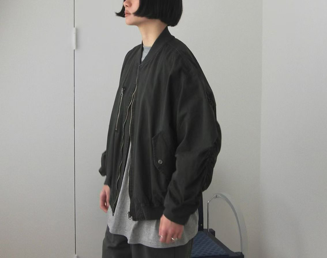 A42.JP家袖管抽皺棒球外套