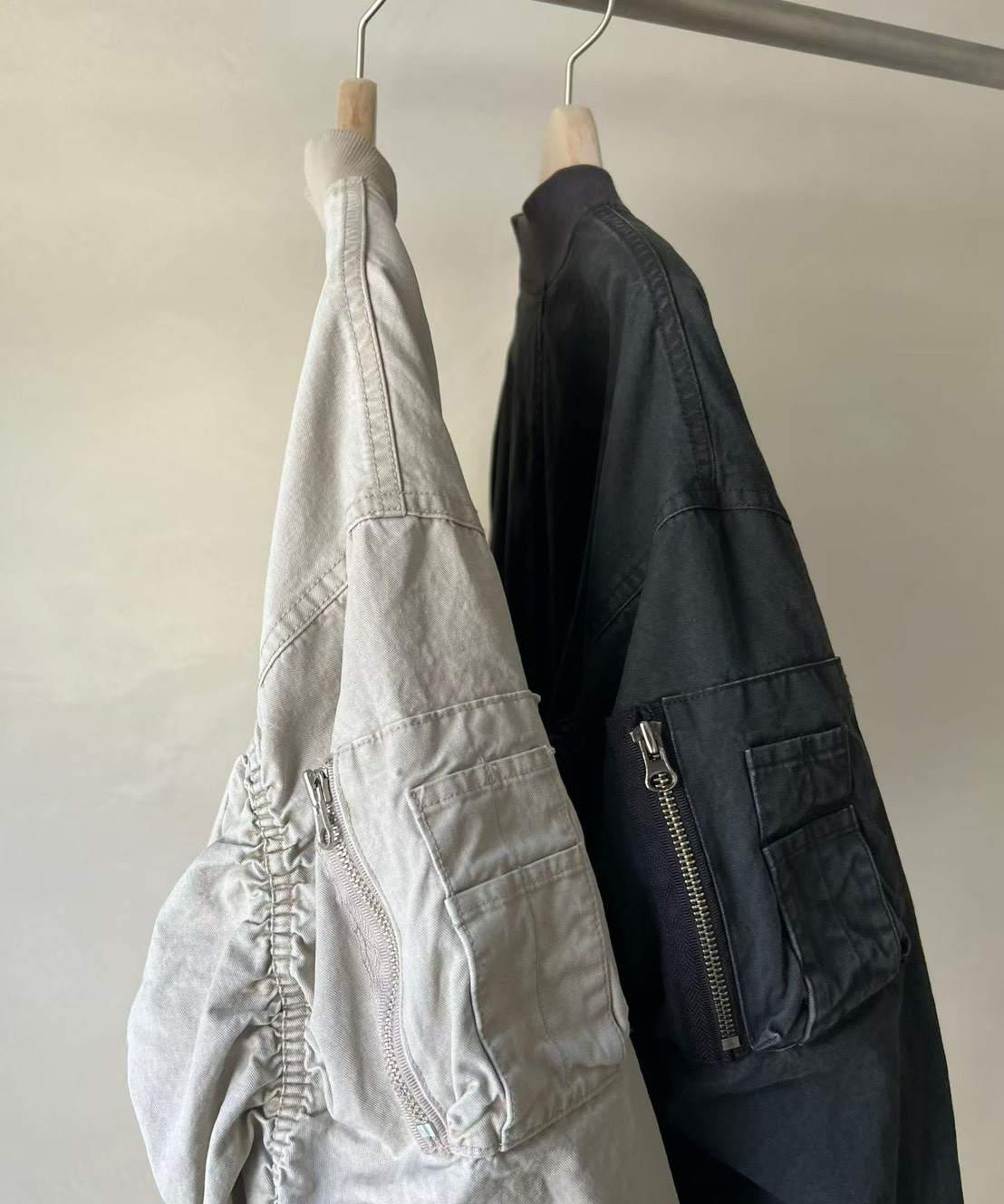 A42.JP家袖管抽皺棒球外套