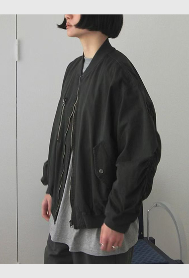 A42.JP家袖管抽皺棒球外套