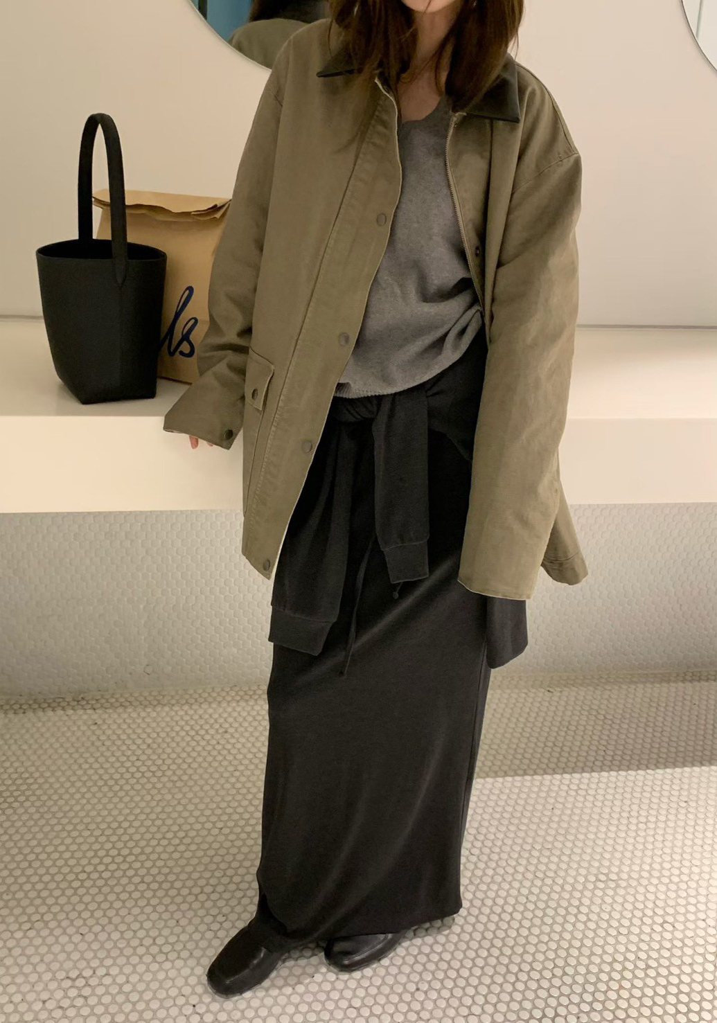 A16.纖瘦家皮領可拆巴恩外套