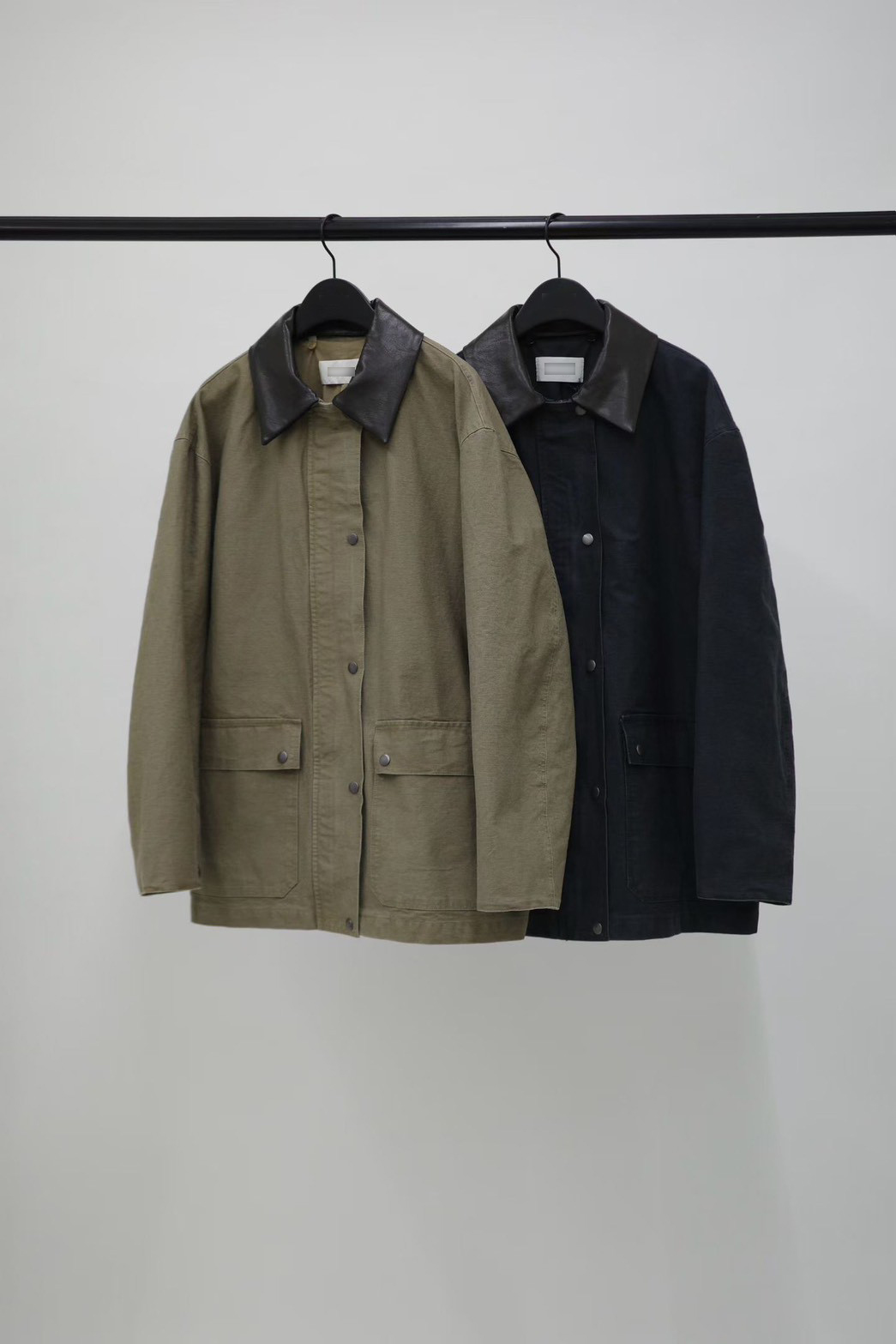 A16.纖瘦家皮領可拆巴恩外套