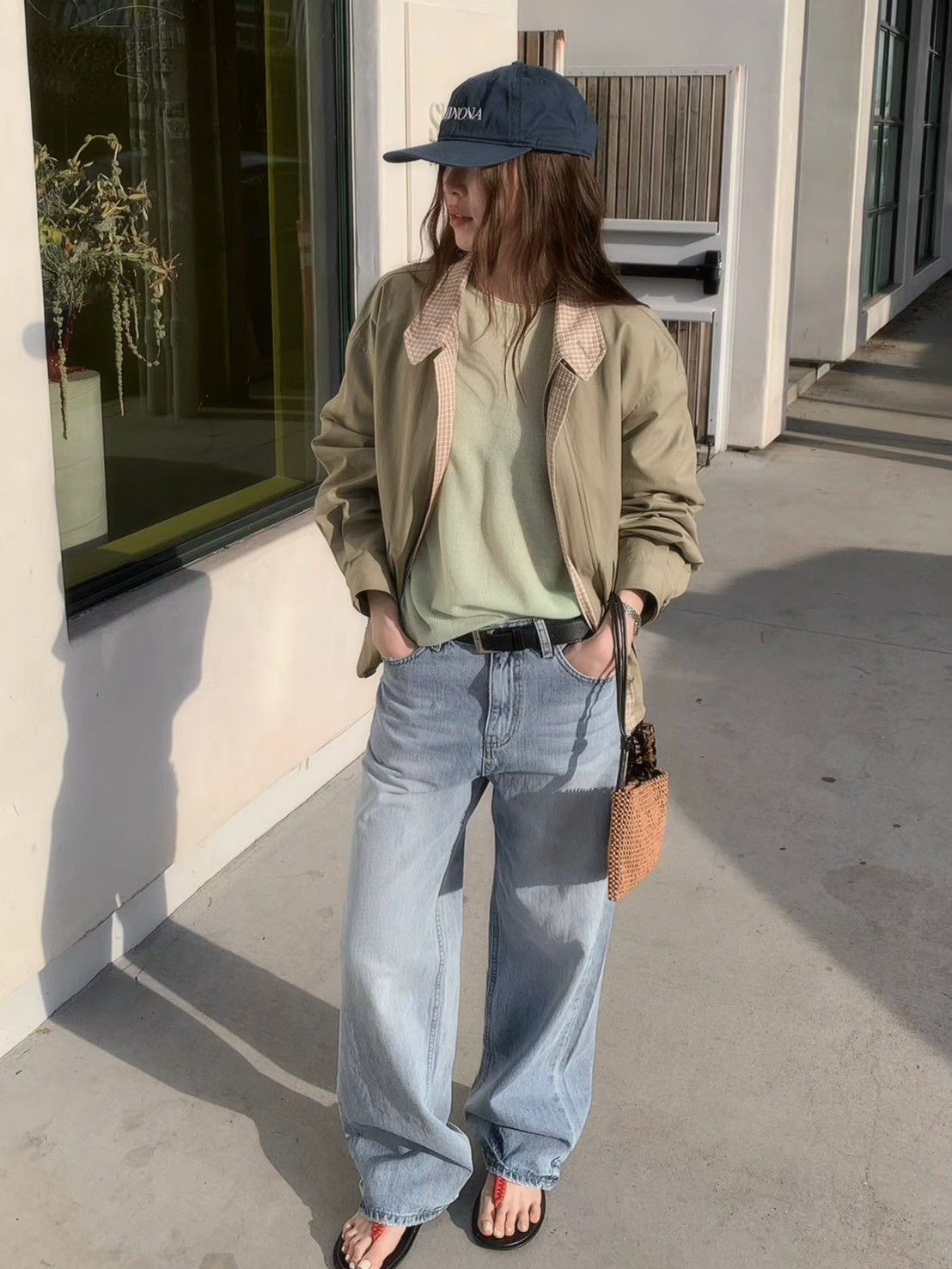 A64.格紋內裡可立領拉鍊夾克