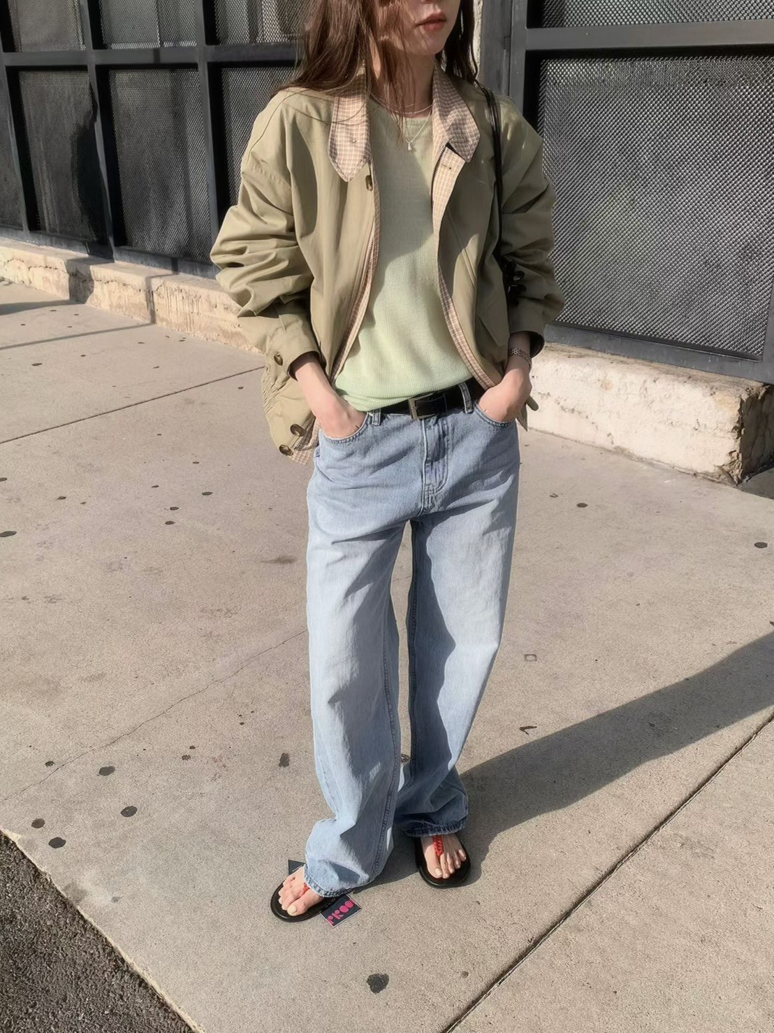 A64.格紋內裡可立領拉鍊夾克