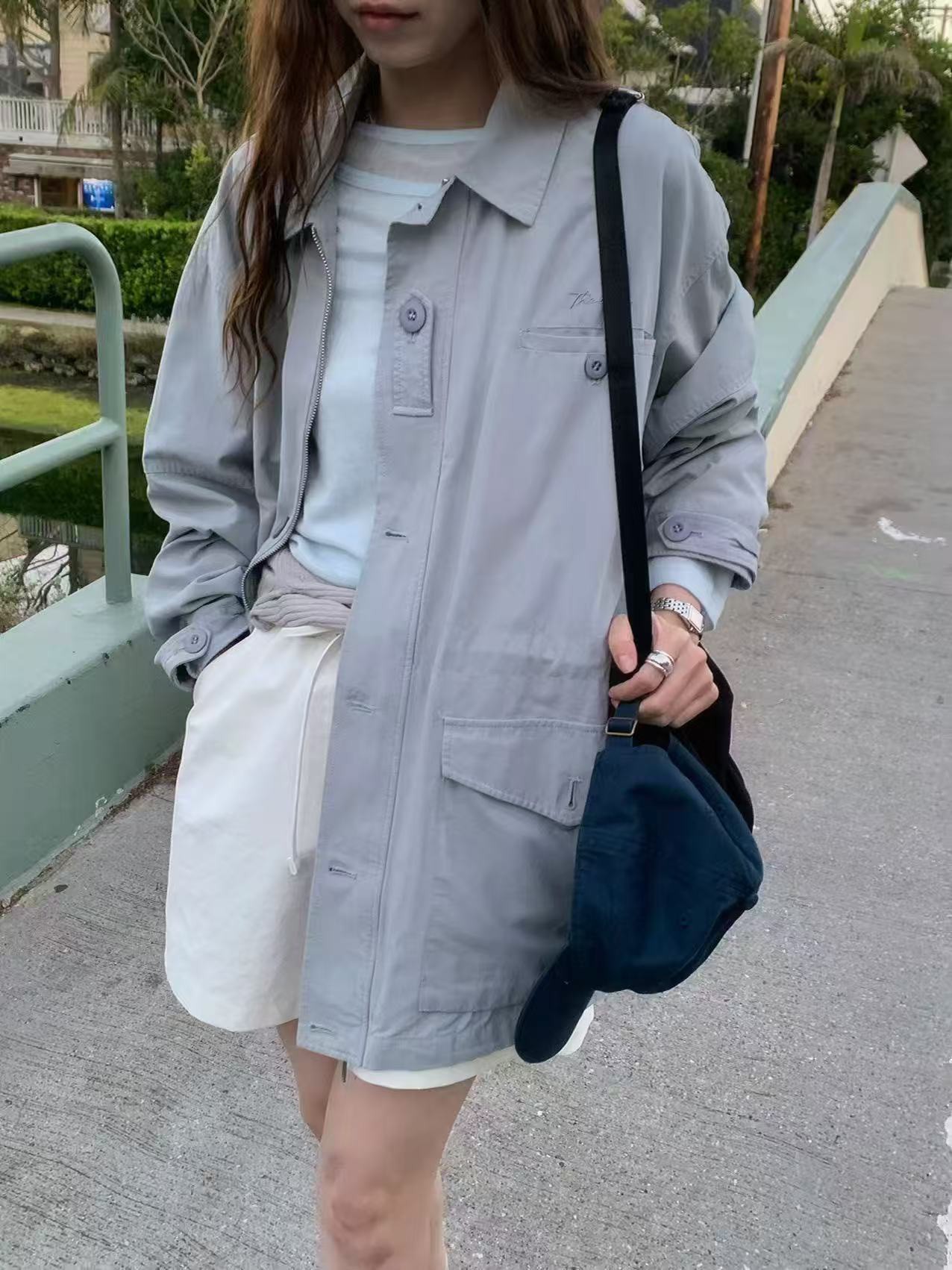 A65.莫蘭迪收腰休閒口袋外套