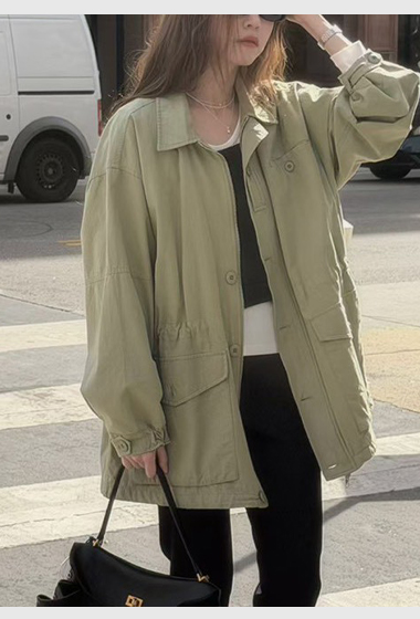 A65.莫蘭迪收腰休閒口袋外套