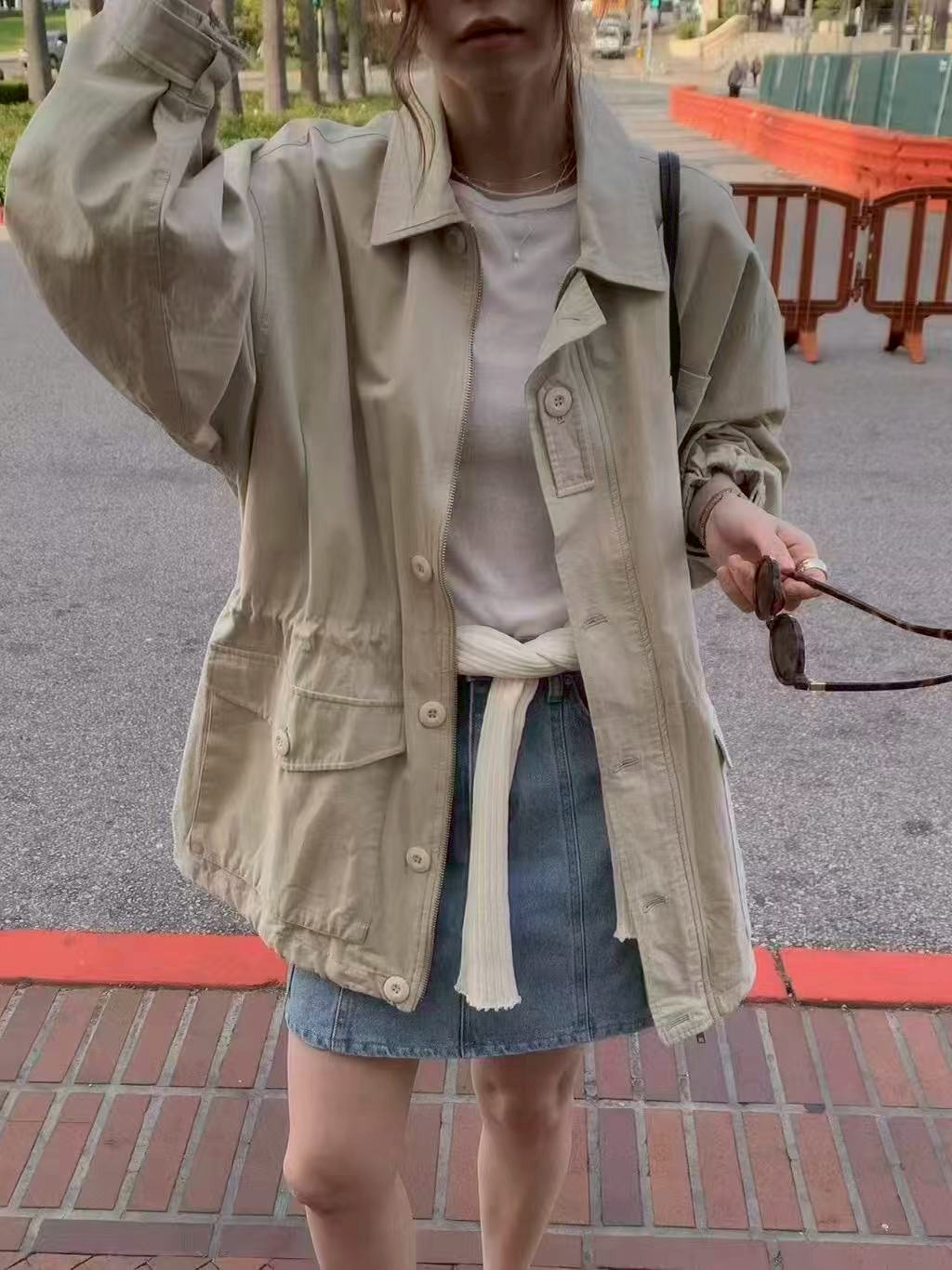 A65.莫蘭迪收腰休閒口袋外套