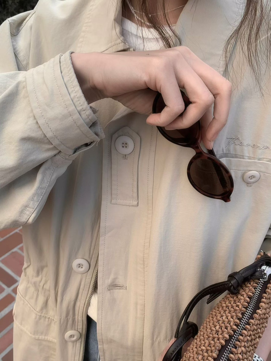 A65.莫蘭迪收腰休閒口袋外套