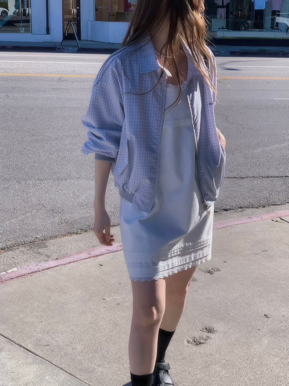 A63.日本布清甜小格紋外套