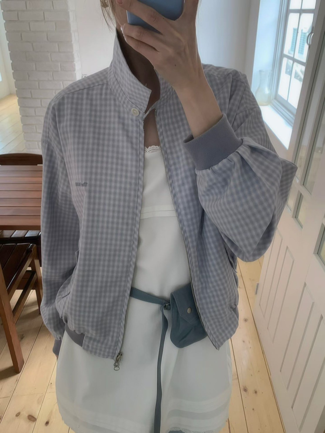 A63.日本布清甜小格紋外套