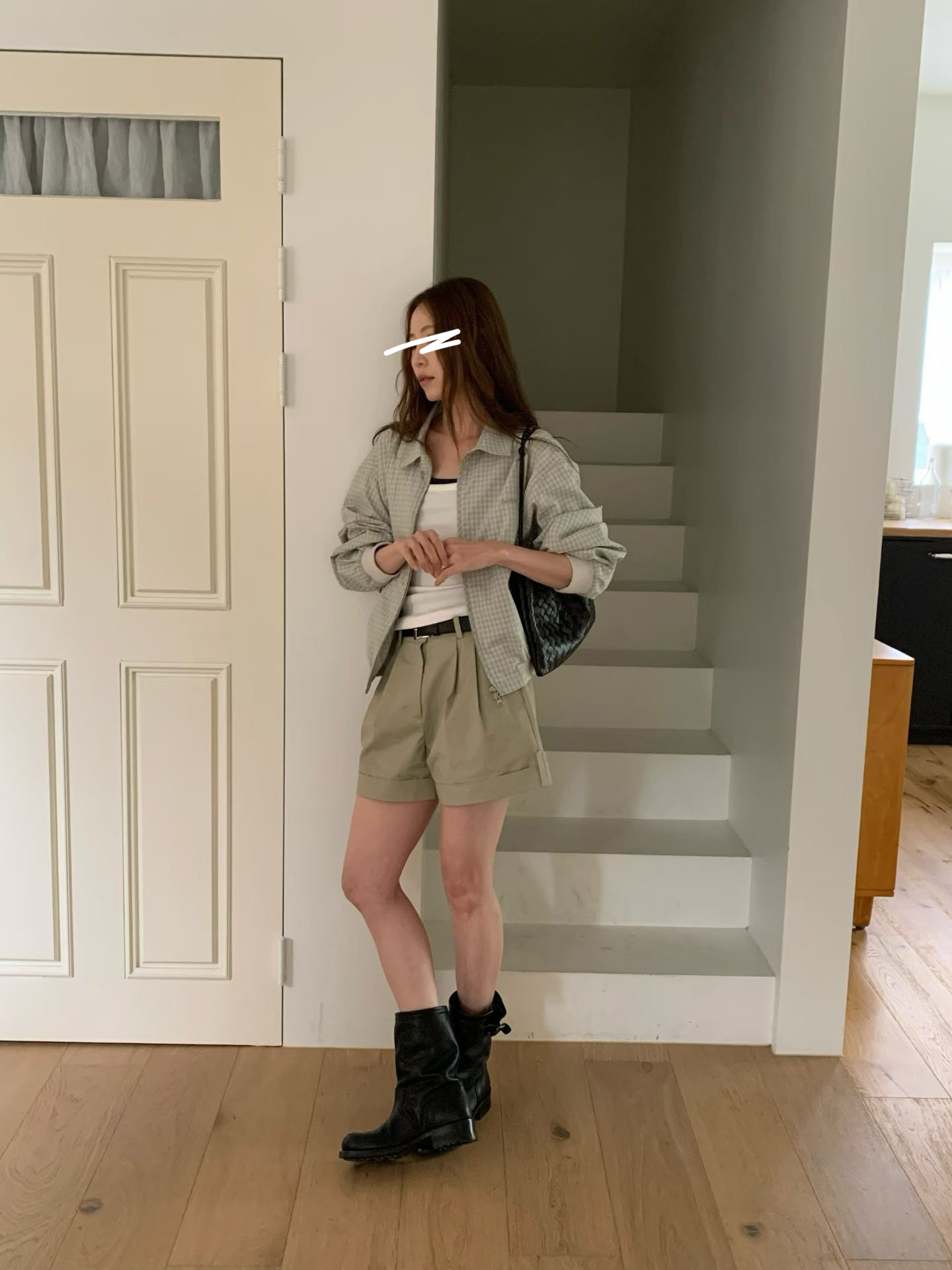 A63.日本布清甜小格紋外套