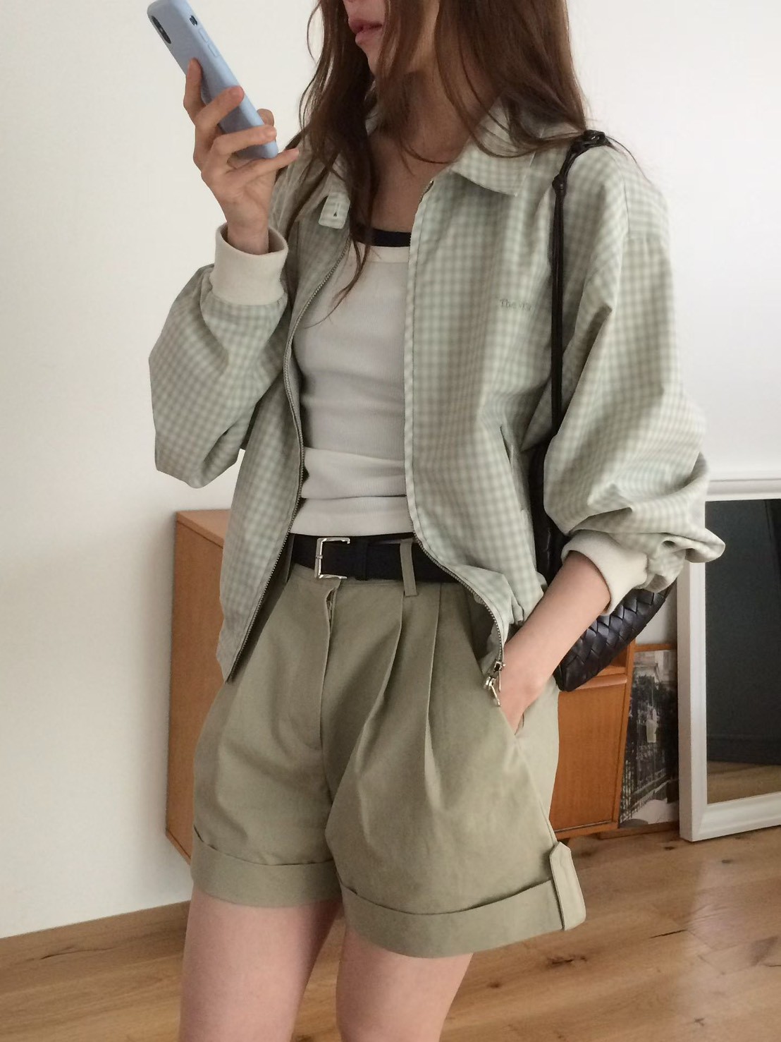 A63.日本布清甜小格紋外套