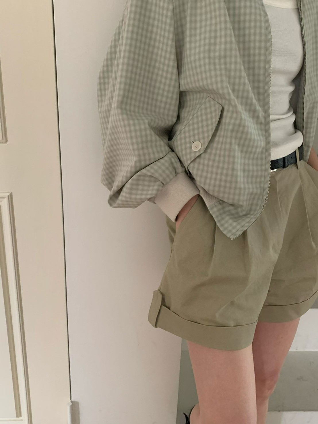 A63.日本布清甜小格紋外套