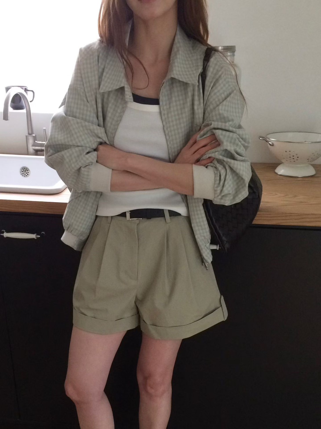 A63.日本布清甜小格紋外套